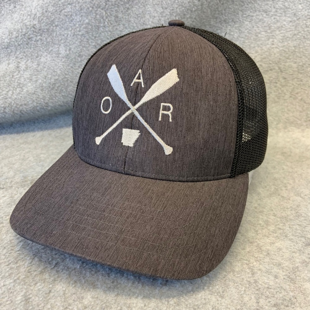 Crossed Oars Arkansas Mens Gray Outdoor Cap Trucker Hat Snapback OSFM